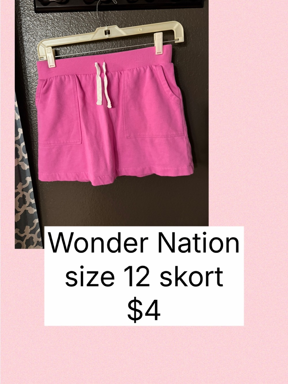 Wonder Nation Hot Pink Drawstring Pocket Skort